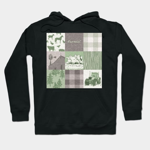 Farmin Patchwork- Green And brown Hoodie by SugarPineDesign